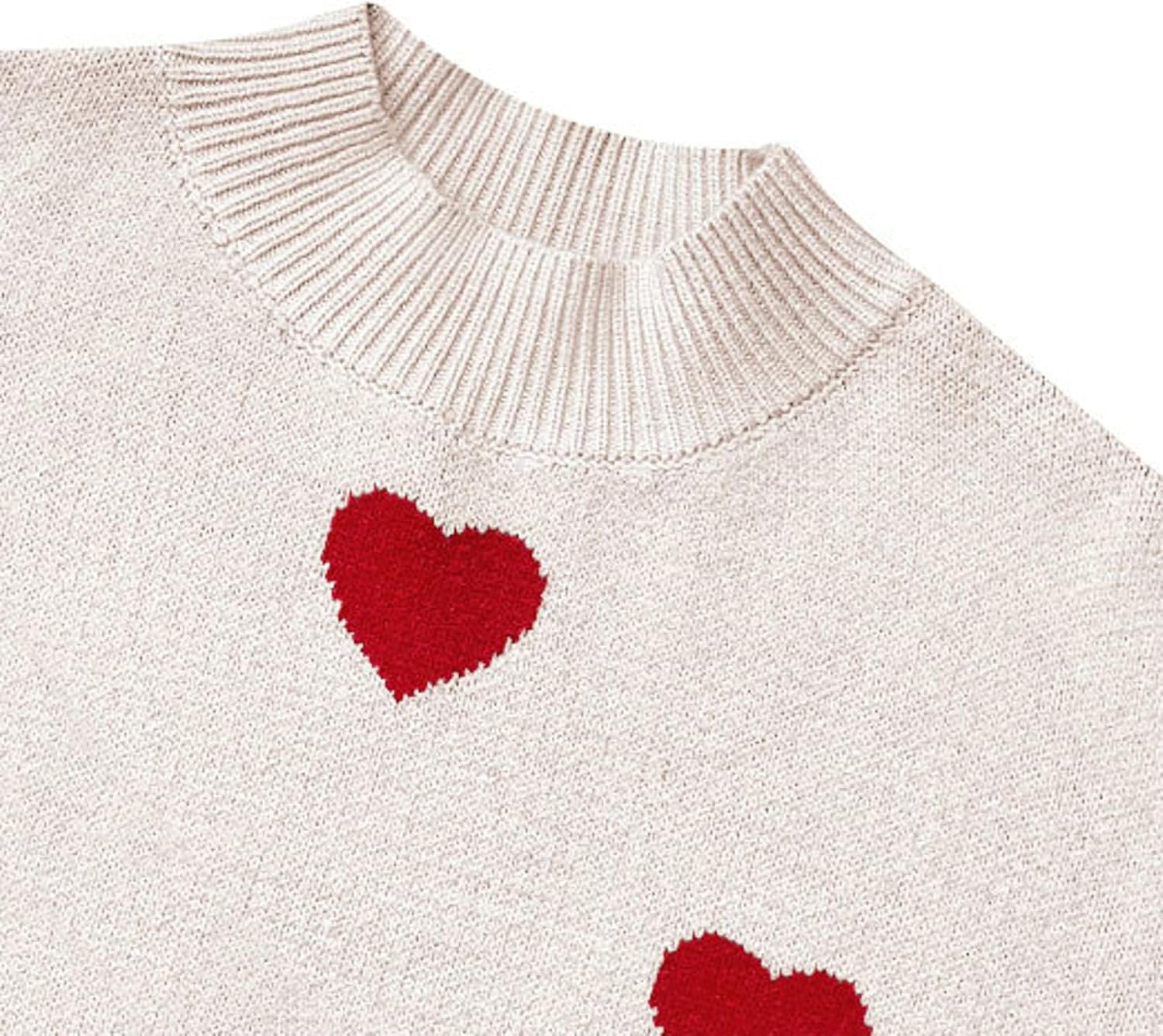 Valentine Heart Pullover Sweater Women Love Print Crewneck Long Sleeve Loose Knitted Jumper Thread Cuff Hem Tops - Image 5