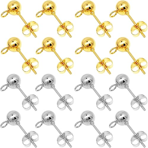 Juego de 700 aretes de bola para hacer joyas, 300 aretes de bola, aretes de bola con lazo con 400 aretes de mariposa de repuesto para hacer joyas de