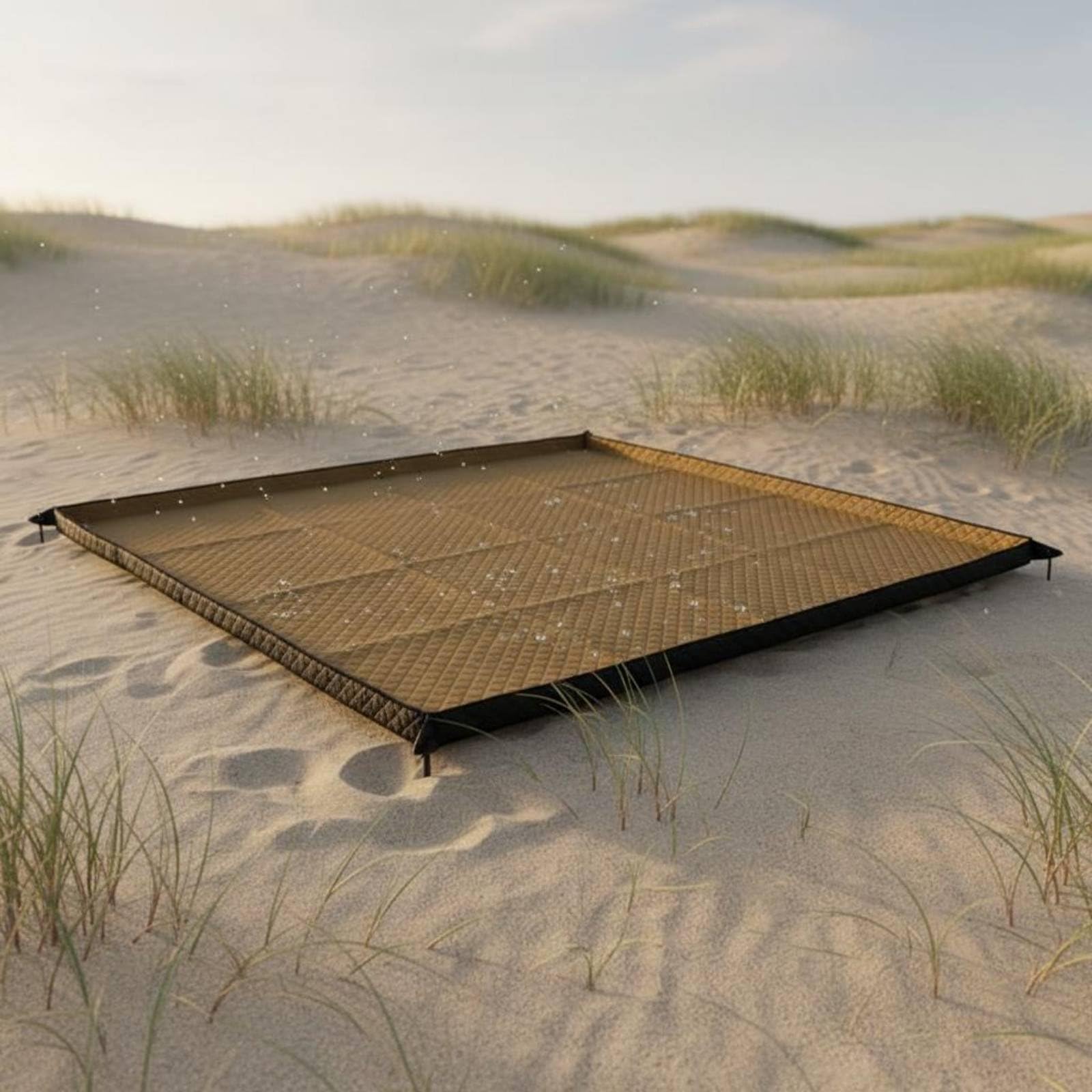 Coperta da Picnic Impermeabile Pieghevole Tappeto da Campeggio Portatile Morbida per Spiaggia, 200 200cm, Kaki