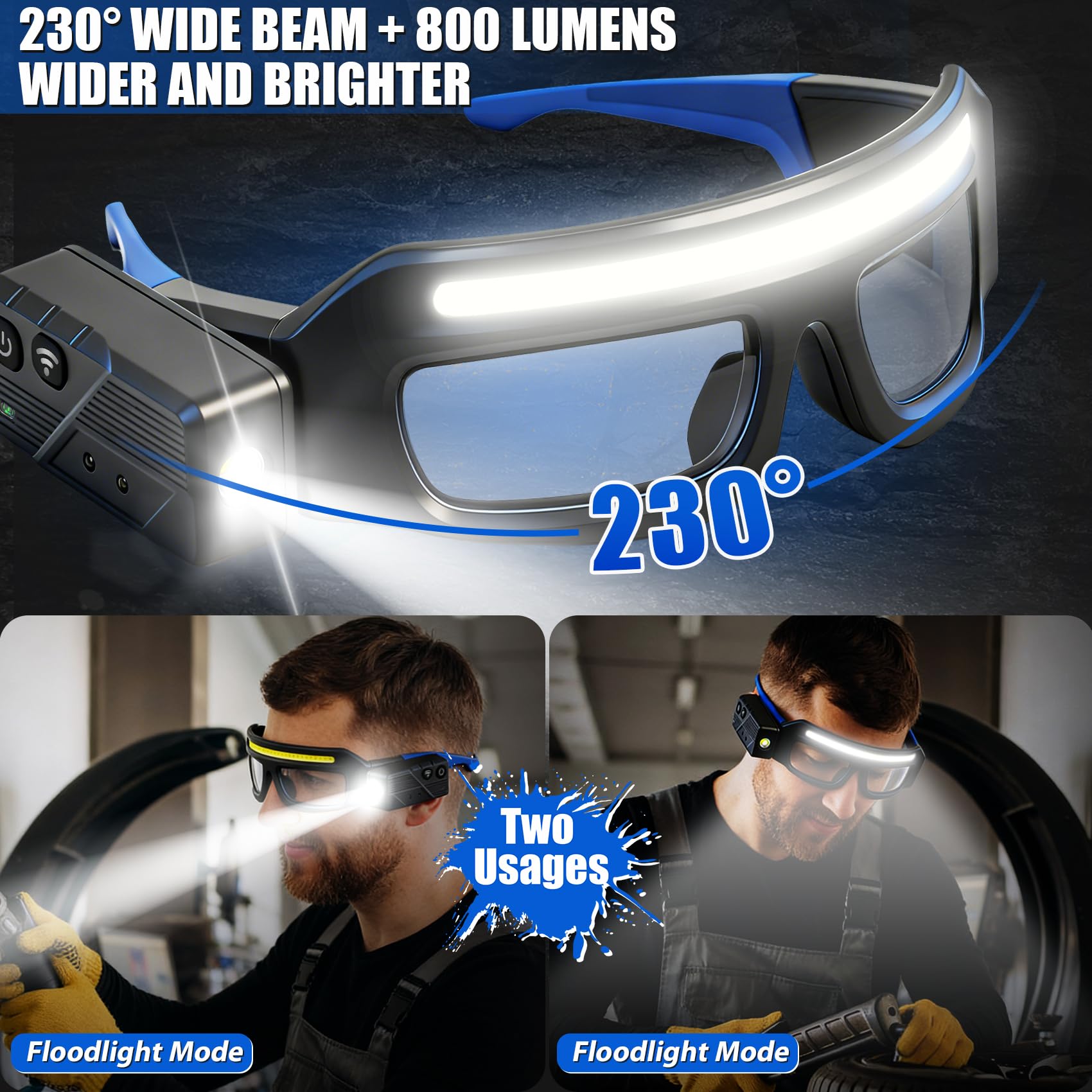 Paquete de 2 lentes recargables para faros delanteros, con sensor de movimiento y control táctil, 5 modos, luz frontal impermeable para correr, ciclismo, camping, trabajo nocturno