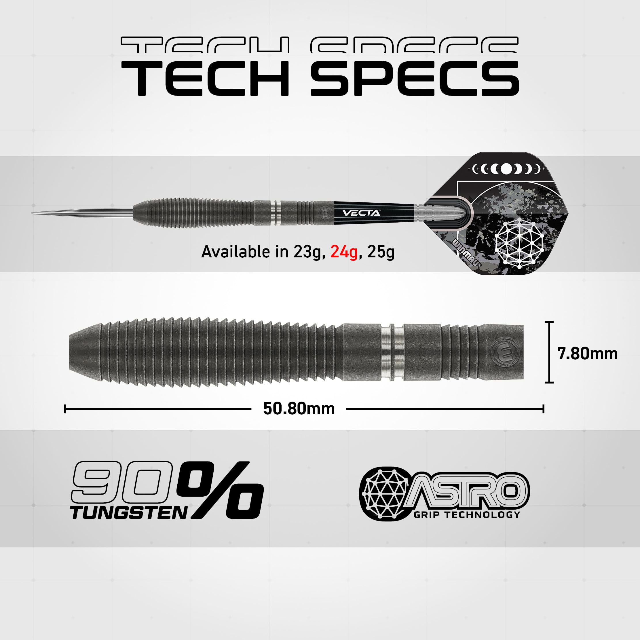 WINMAU Darts Callisto 24g 90% Professional Tungsten Steel Tip Darts Set including Dart Flights and Dart Shafts (Stems) - Image 4
