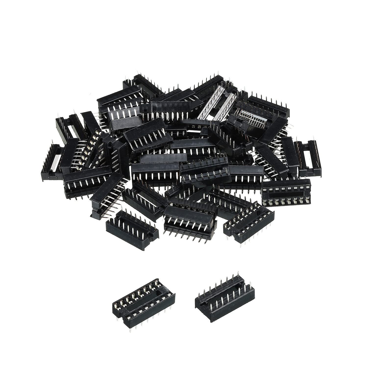 Generic DIP IC Chip Socket Adapter Flat Pin 16P 2.54mm Pitch IC Socket, 30 Pack