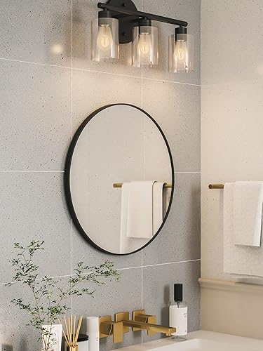 Miniatura 3 de Growsun Espejo redondo con marco de metal de pared grande de 42 pulgadas para baños, salas de estar, marco negro