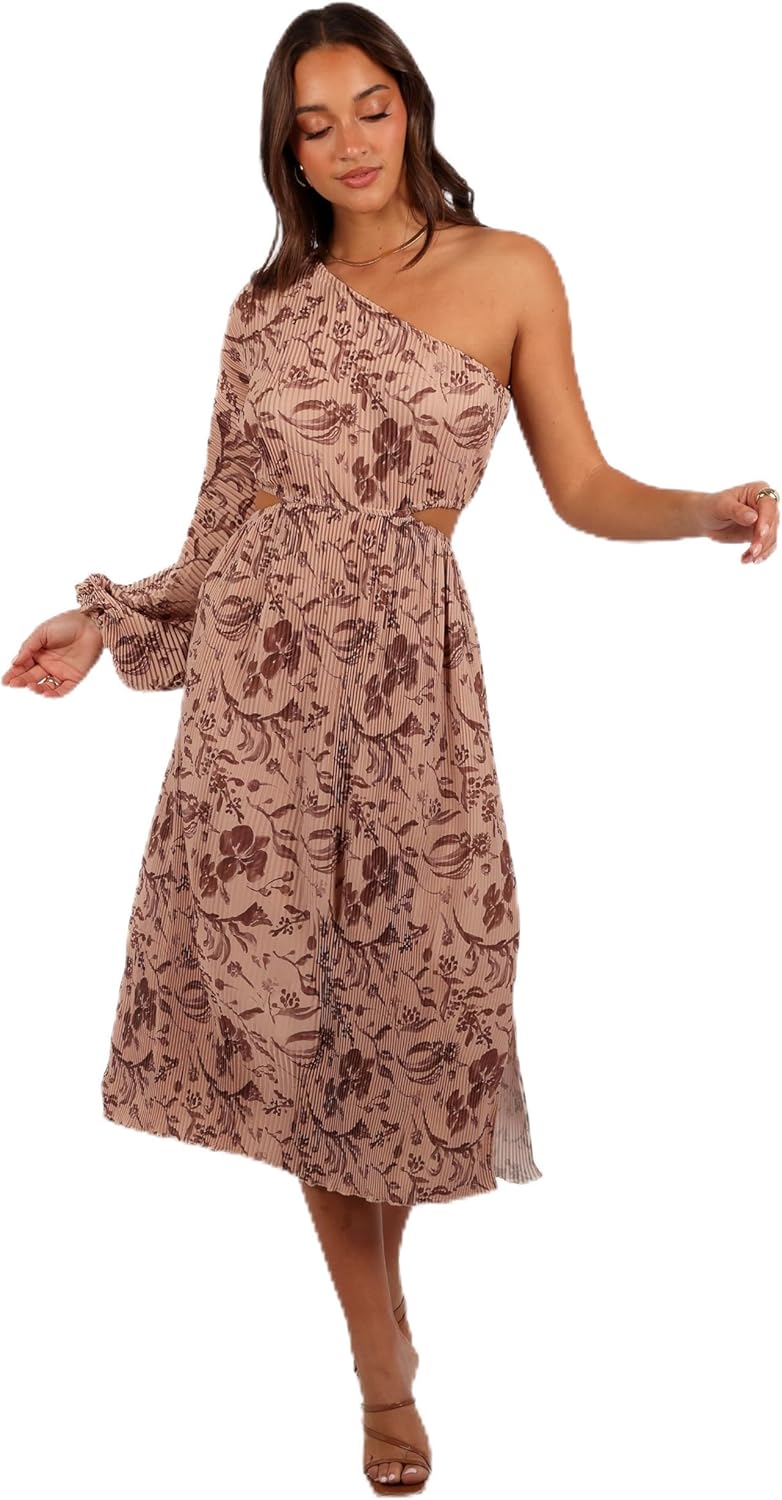 Petal & Pup Womens Wren One Shoulder Midi Dress