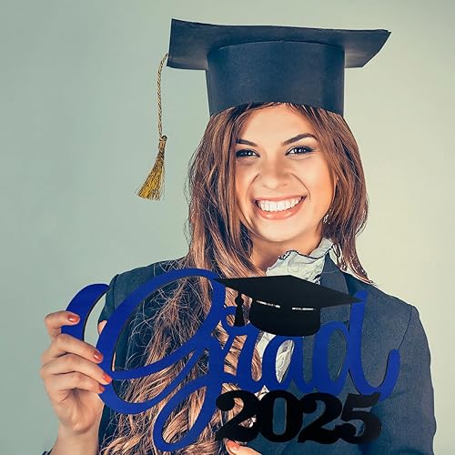 Miniatura 4 de Blue Graduation Party Decorations,Grad 2024 Wooden Sign Graduation Photo Booth Props 2024 Wood Cutout Class of 2024 Sign Decorations for Graduation