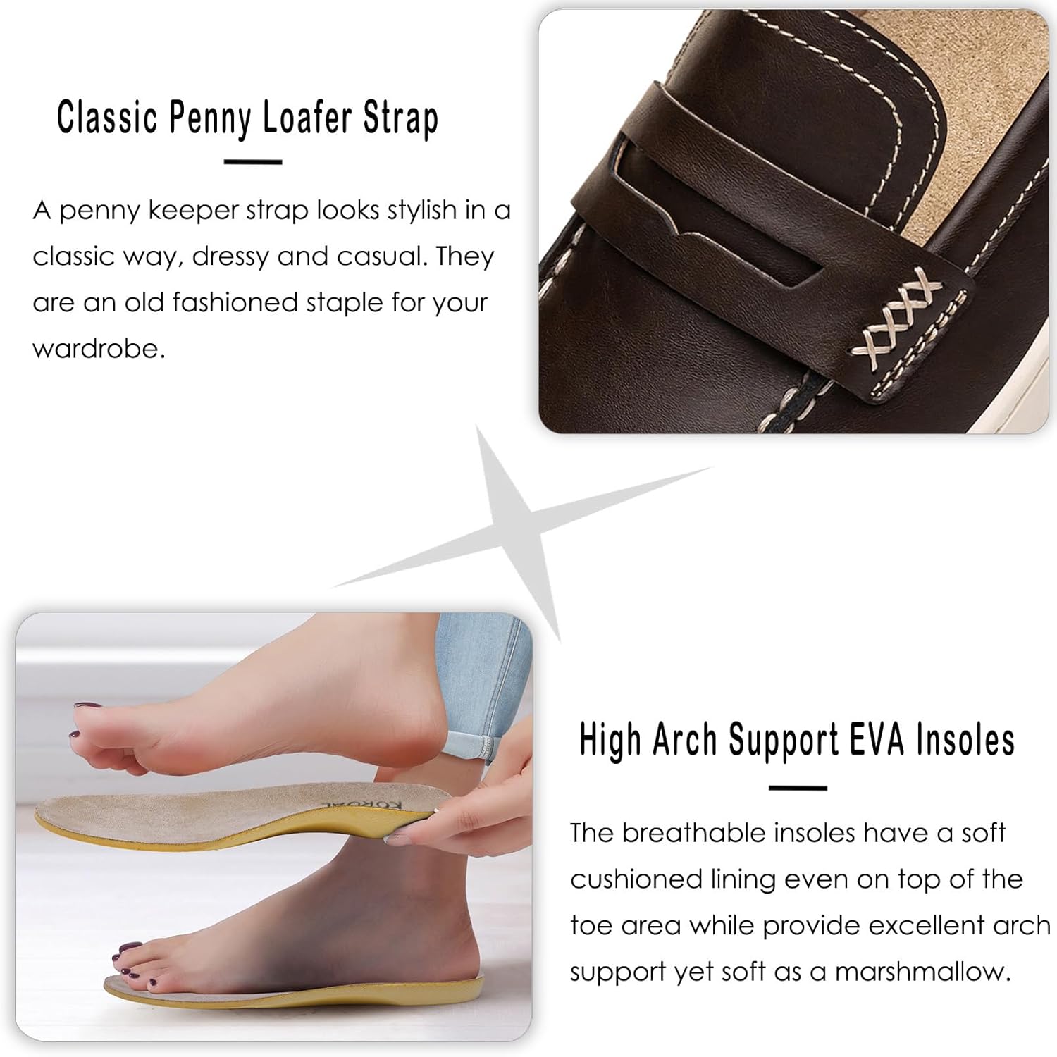 KORDAL Women's Comfortable Classic Penny Loafers Leather Sneakers Casual Slip On Dress Shoes Office Work Everyday Walking Flats Driving Shoes for Women - Image 5