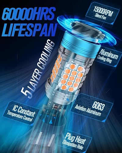 Miniatura 4 de evntyps 7440 7443 Bombilla LED ámbar, 7443NA 7444 7444NA Bombilla LED de señal de giro con resistencia incorporada, CANBUS sin errores, bombilla