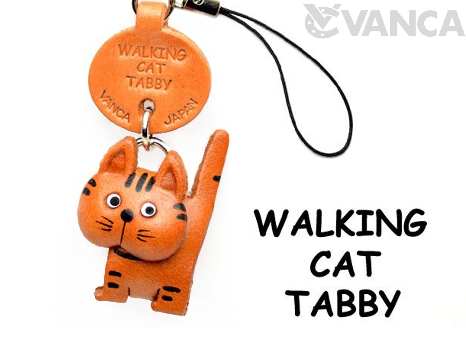 Amazon | 本革 携帯猫ストラップ プチ とらねこちゃん あるき VANCA