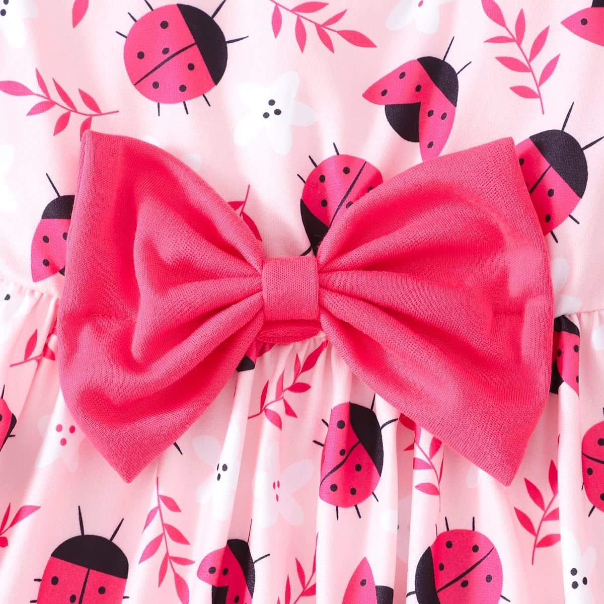 RETSUGO Little Girl A-Line Dresses Bowknot Dress for Baby Girls Casual Toddler Girl Dresses for Party Girl Dress 1-8 Years image 5