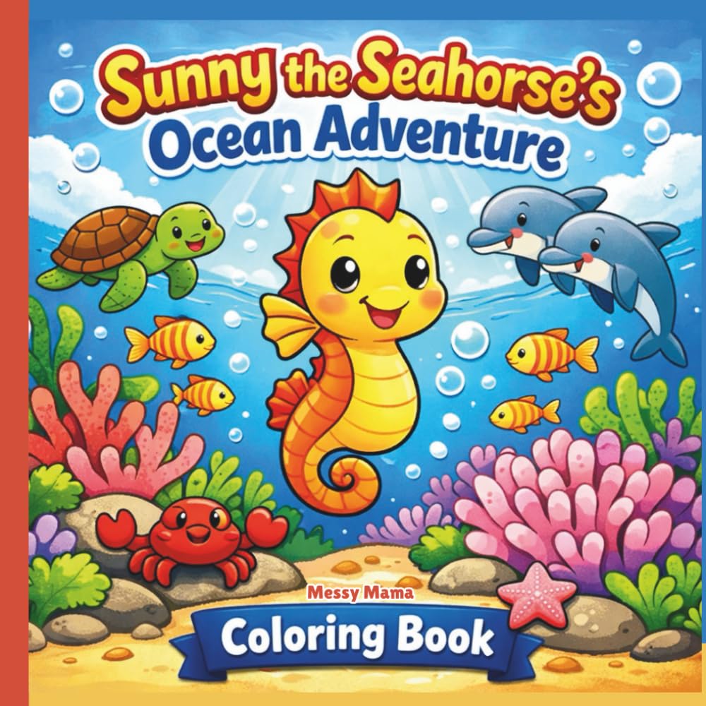 Sunny the Seahorse's Ocean Adventure Coloring Book: A Calm Ocean Coloring Book for Kids Ages 3–8 Teaching Kindness, Confidence, and Relaxation