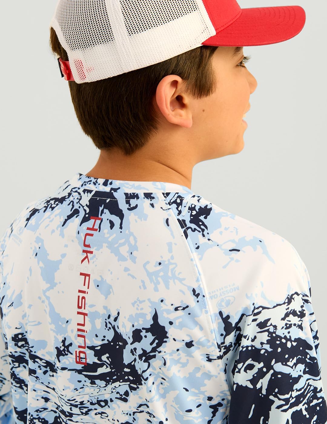 HUK Boy's Pursuit Pattern Long Sleeve, Fishing Shirt for Kids