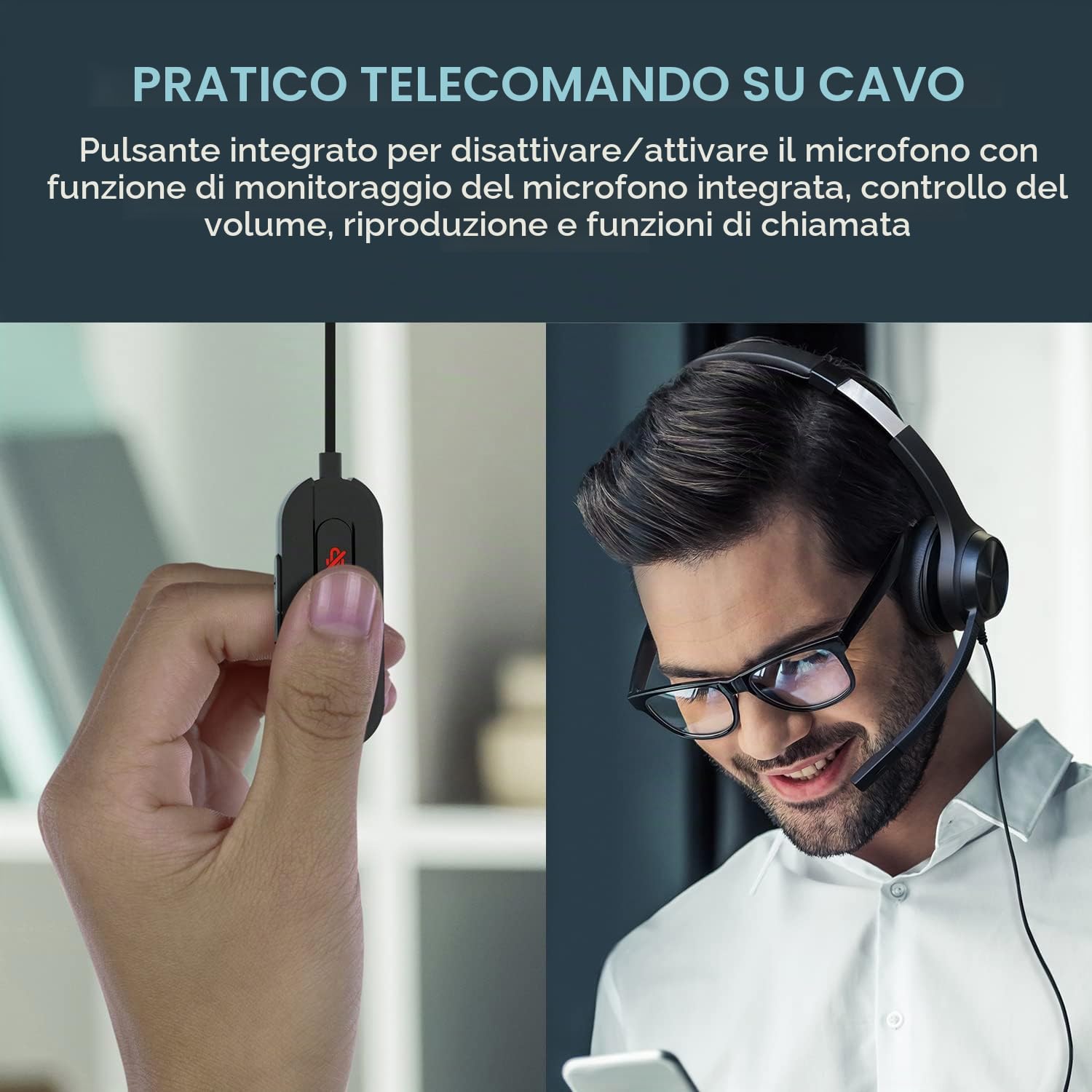 CREATIVE Cuffie on-ear Chat USB con microfono antirumore con SmartComms Kit, controllo della riproduzione e delle chiamate e pulsante di disattivazione microfono, per PC/Mac/console