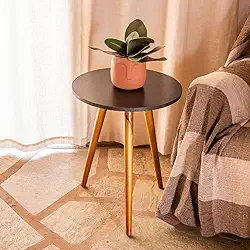 Mesinha De Canto Redonda 35x40 Pé Palito Mdf Preto