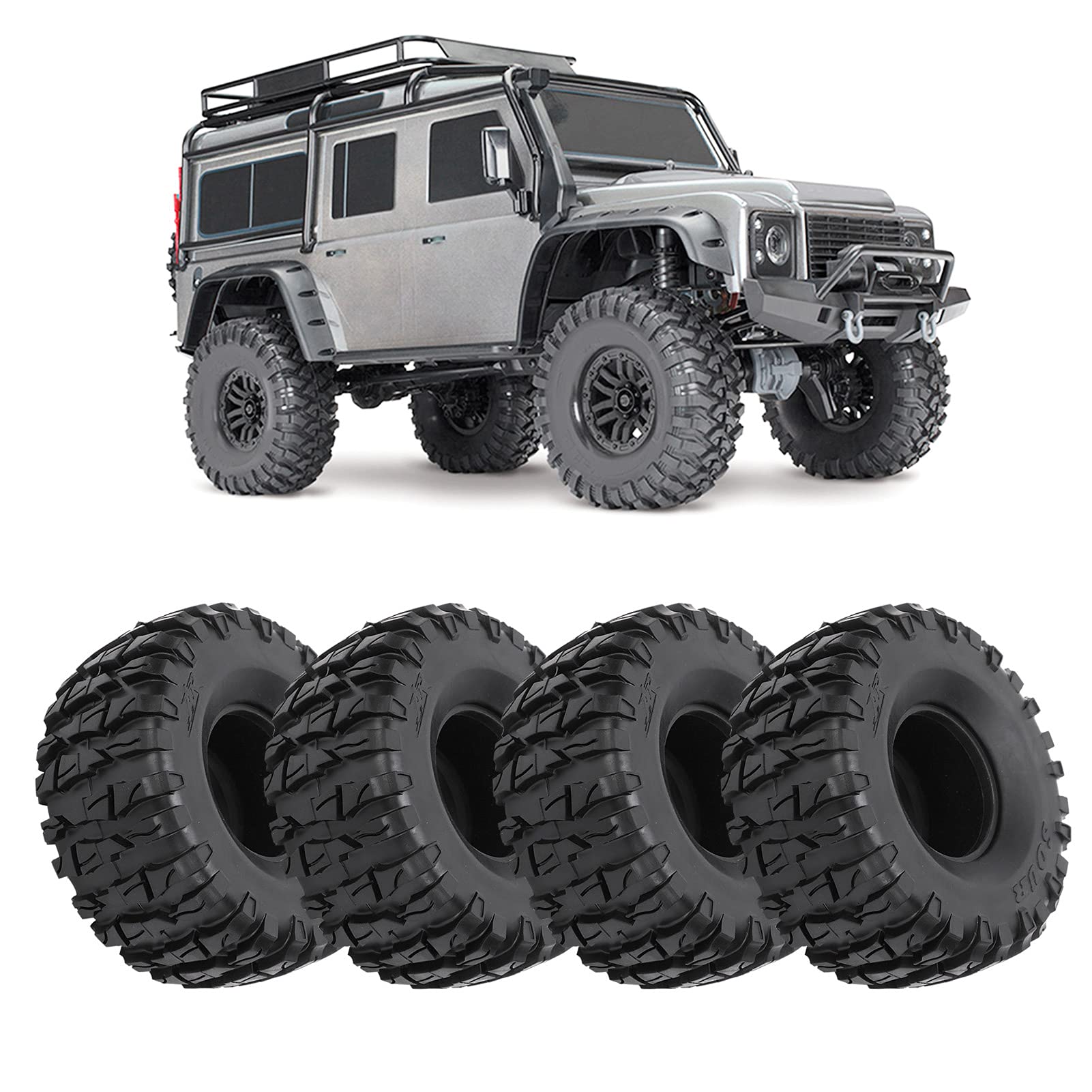 Amazon | RC タイヤ、交換用 4 個 RC クローラー タイヤ ブラック 耐