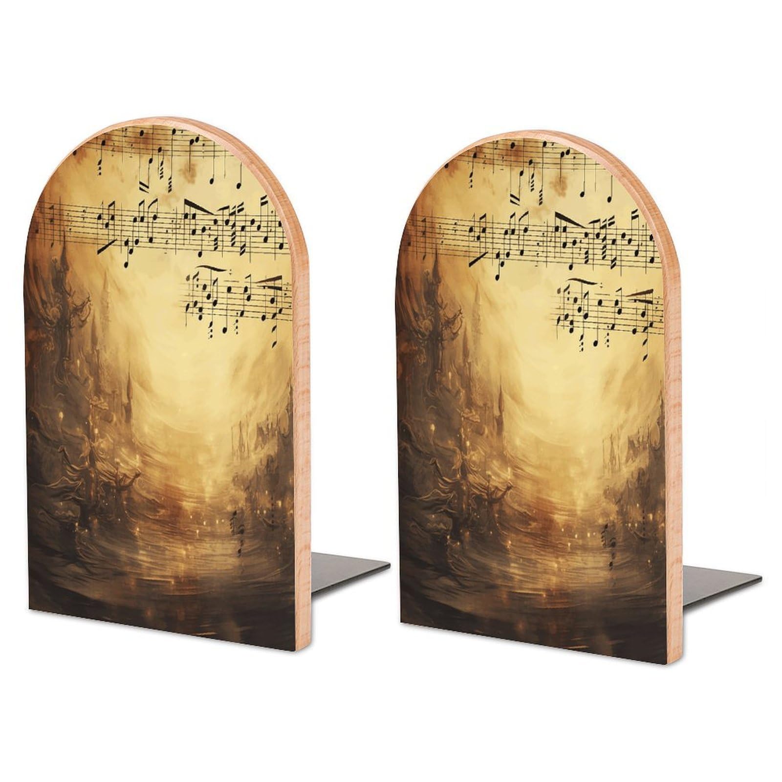 Sheet Music Wood Bookend for Shelves 1 Pair
