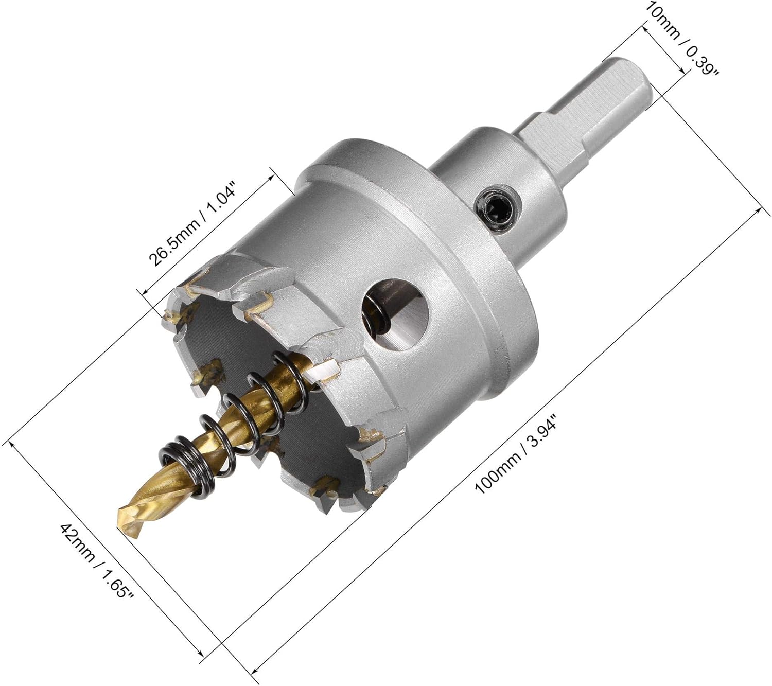 sourcing map 42mm Carbide Hole Cutter, Hole Saws for Stainless Steel Sheet Metal Non-slip Triangular Shank Limit Step - Image 3