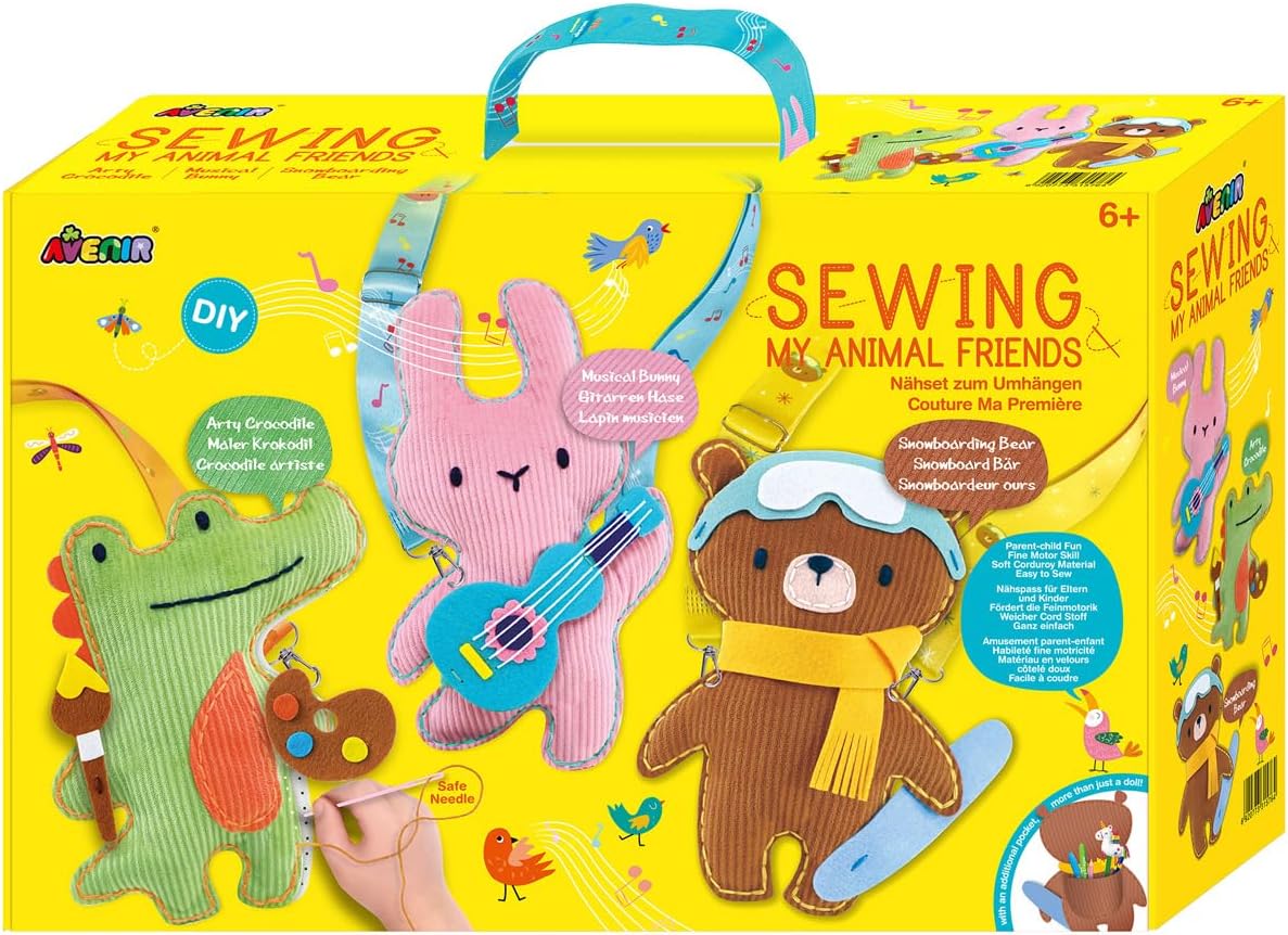 Avenir 6301576 DYI Sewing Kit, Sewing Animals, Hanging Animals, Set of 3, Craft Set for Children, Creative Set, from 6 Years