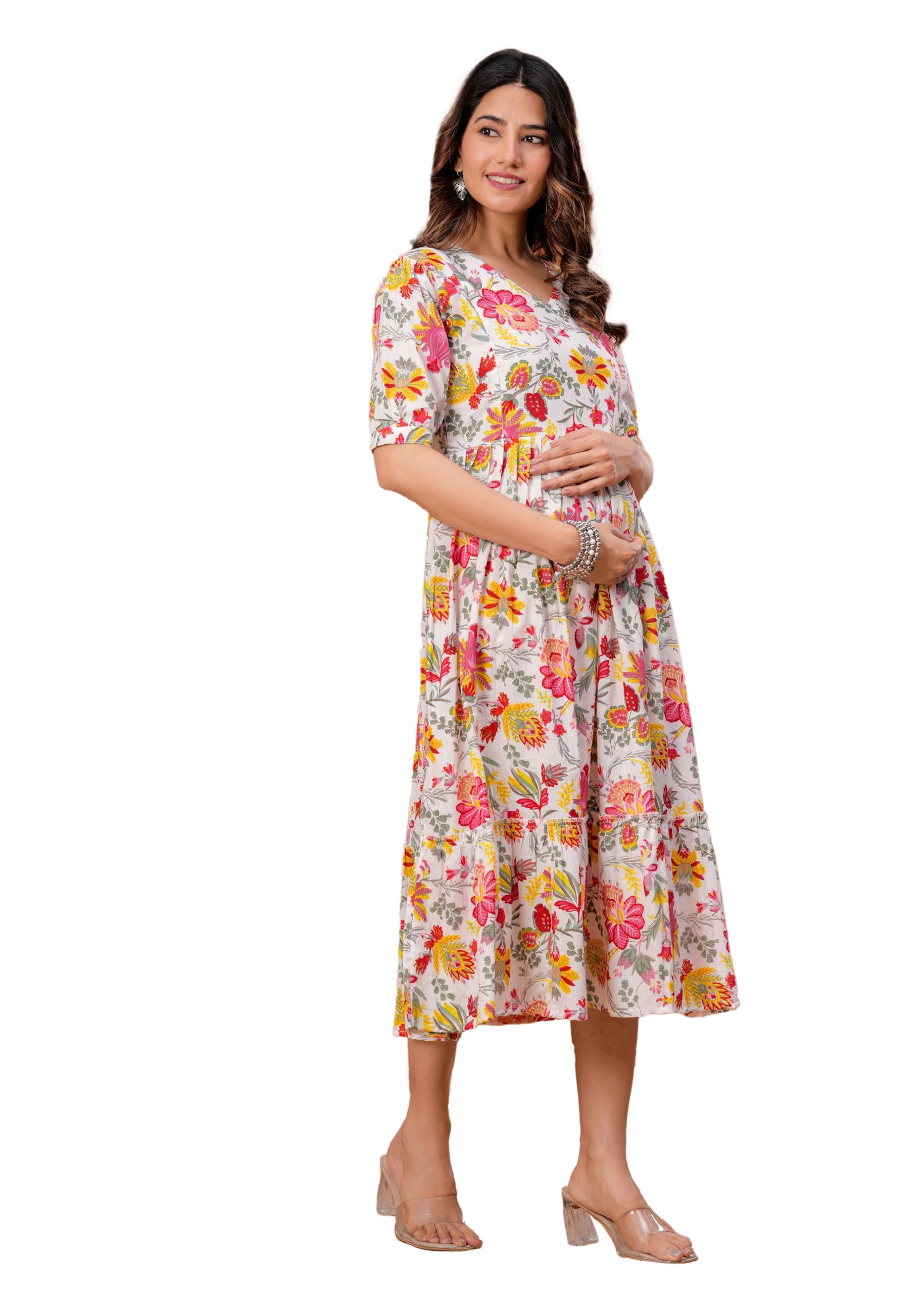 The Moon Star Women's Cotton Floral Printed Anarkali Maternity Feeding Kurti | Breastfeeding Dress for Mothers | Zipper Feeding Kurti, Nursing Kurti, Comfortable and Trendy Maternity Wear-picture-44