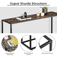 Vista 5 de Recaceik Mesa de consola para entrada, moderna mesa de entrada de mármol sintético, mesa de sofá estrecha ajustable para vestíbulo, entrada