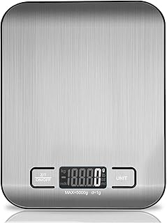 Küchenwaage digital, 5 kg elektronische Kochwaage aus Edelstahl,stilvolle ultradünne Lebensmittelwaage, elektronische Kochwaage für Zuhause und Küche mit LCD-Display,Tara-Funktion