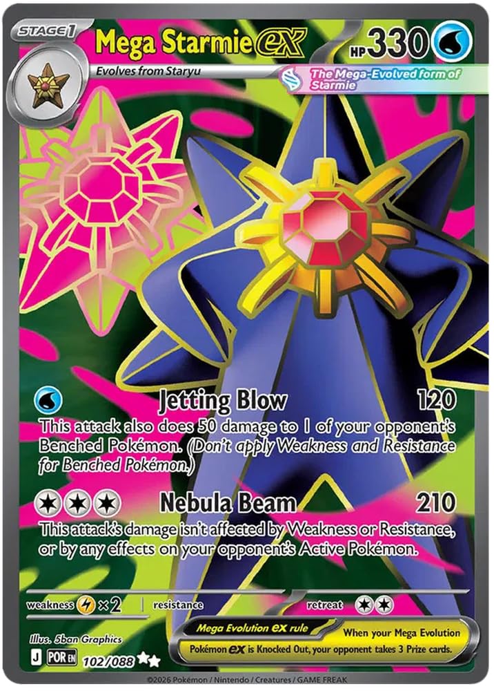 Mega Starmie ex 102/088 Ultra Rare Pokemon Card | Mega Evolution Perfect Order | ME03 | Titan Authenticated