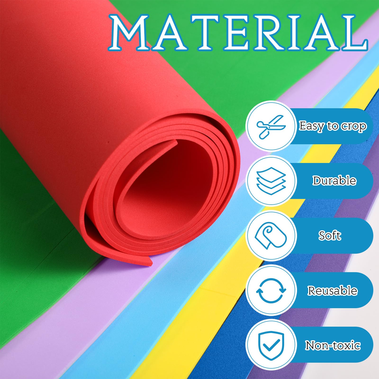 96pcs Foam Sheet Crafts 8.5X 5.5 In 12 Assorted Colors Eva Foam Paper Pieces For Student Classroom Craft DIY Sewing - View #4