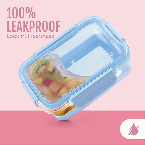 Miniatura 5 de Ello Duraglass Refresh - Juego de 5 recipientes de vidrio para almacenamiento de alimentos de 3.4 tazas con funda de silicona y tapas de plástico