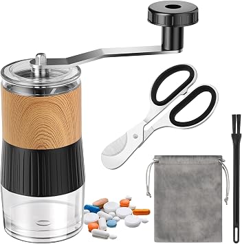 Small Portable Pill Crusher Grinder to Fine Powder for Elderly Wood