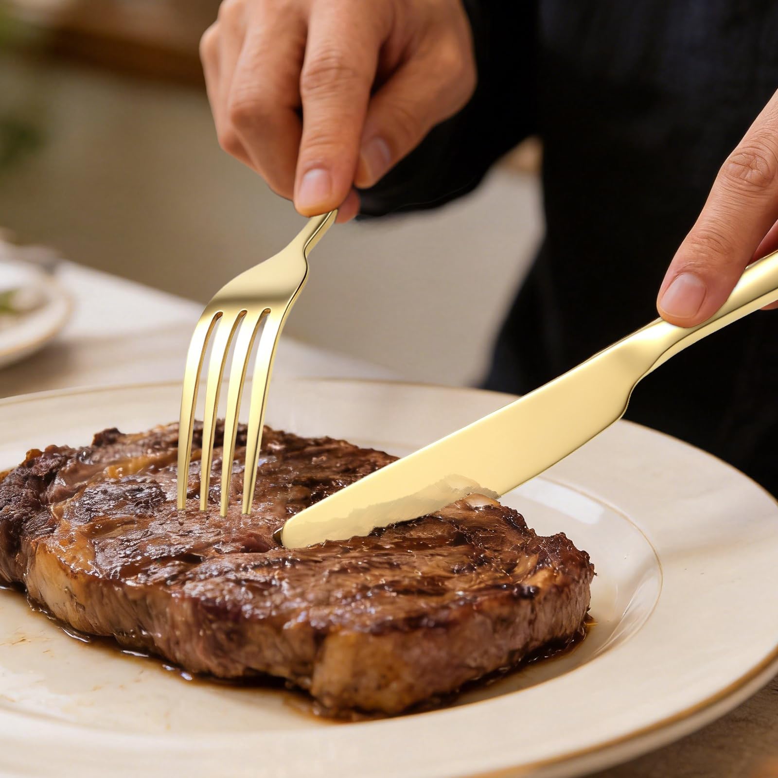 Gold Silverware Set - 100 Forks & Knives -5