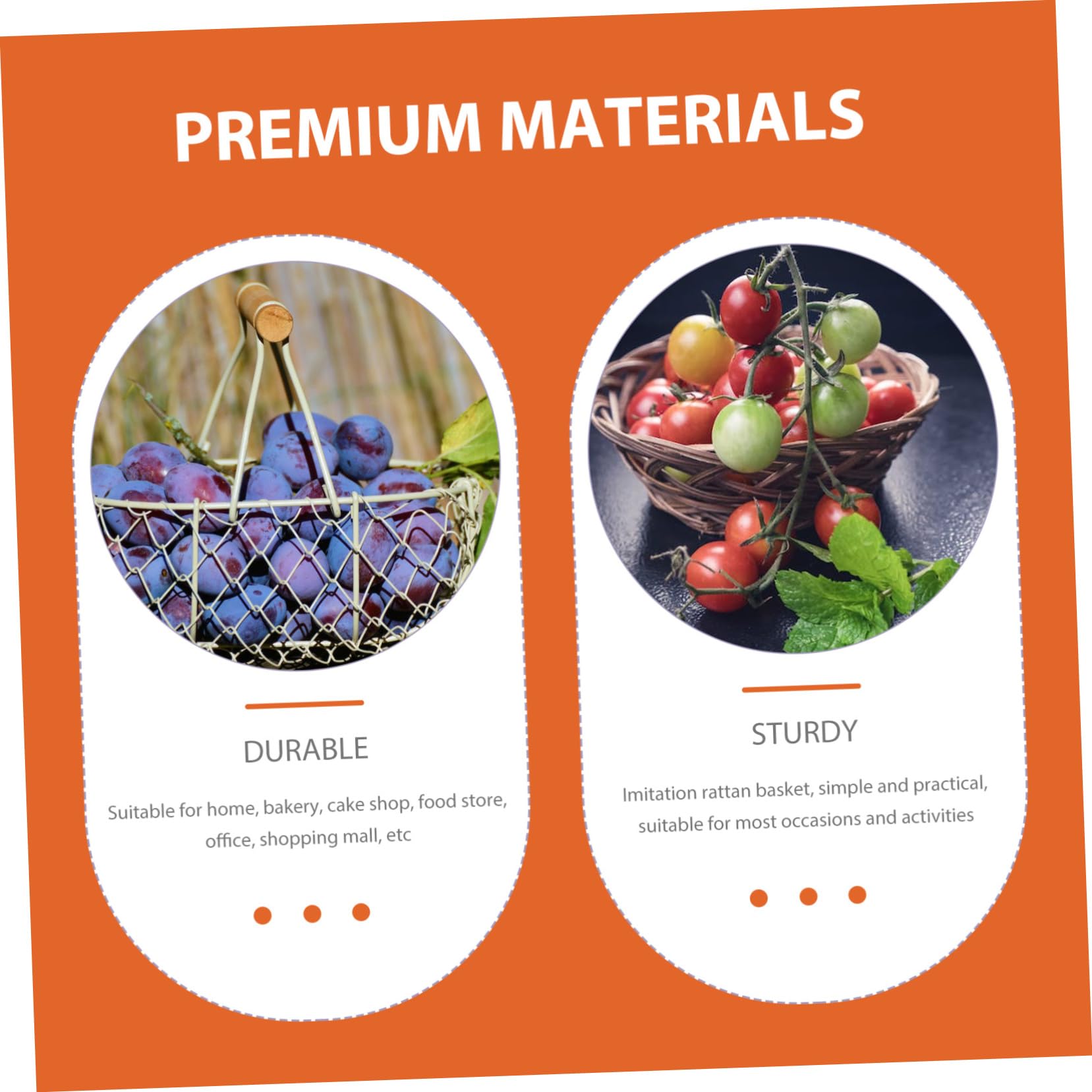 2pcs Rattan Fruit Basket Snacks Container Household Food Holder Kitchen Gadget Bread Baskets Serving Baskets Storage Baskets Handwoven Basket Kitchen Container Storage Organizer