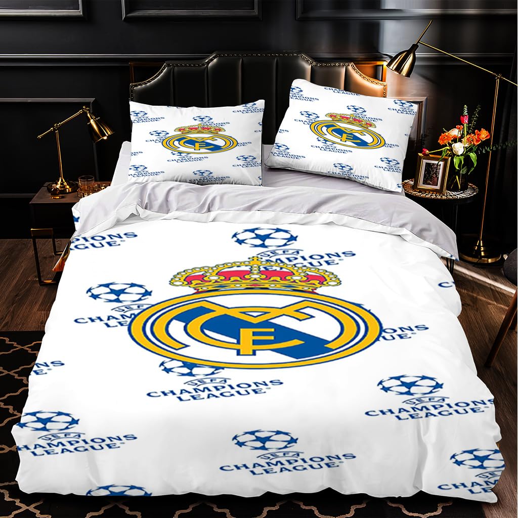 Real Madrid Fundas Nórdicas Cama 90 de 3 Piezas - Fundas Poliéster Nórdico 150x200cm con 2 Fundas de Almohada 50x75cm