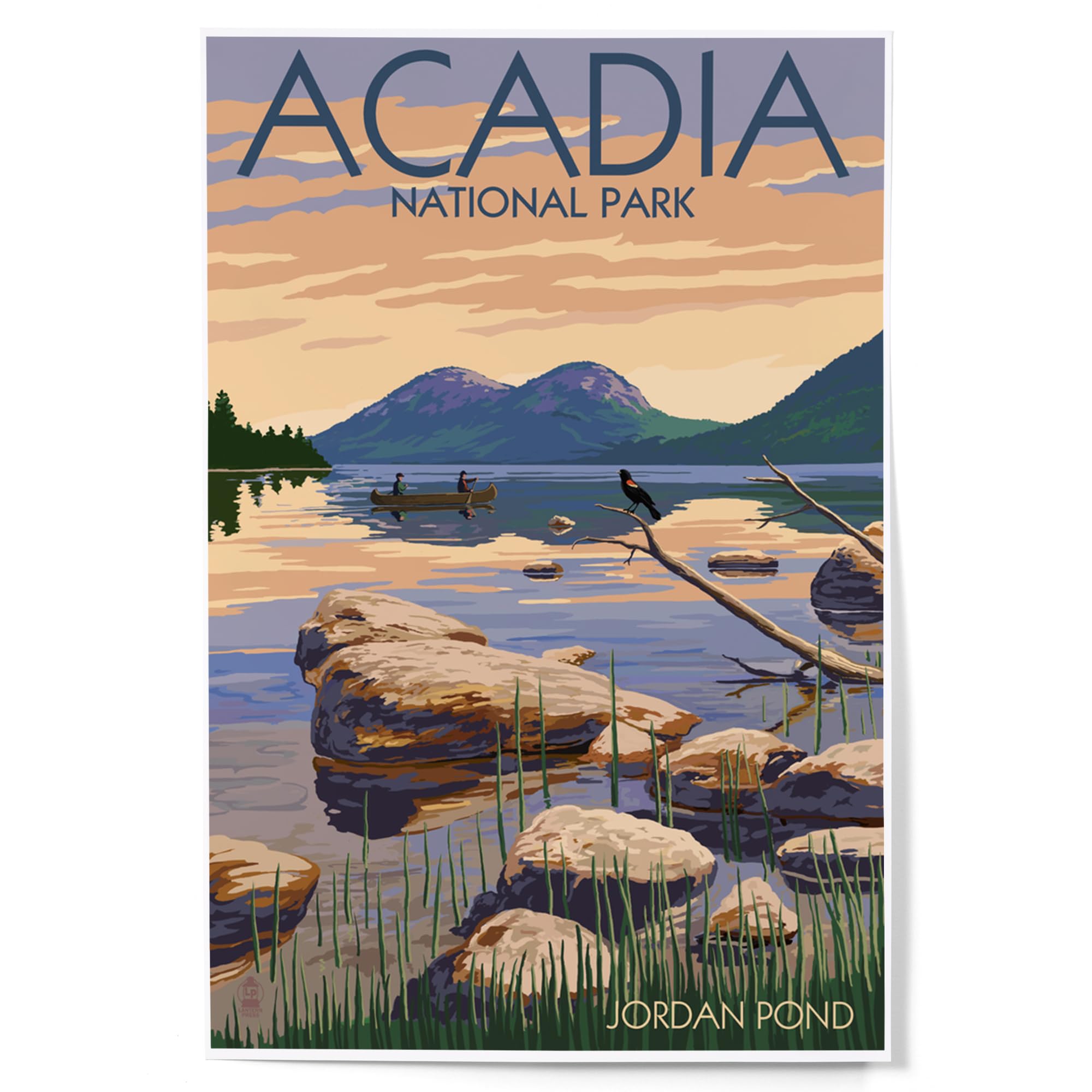 Lantern Press12x18 Inch Art Print Wall Decor, Acadia National Park, Maine, Jordan Pond