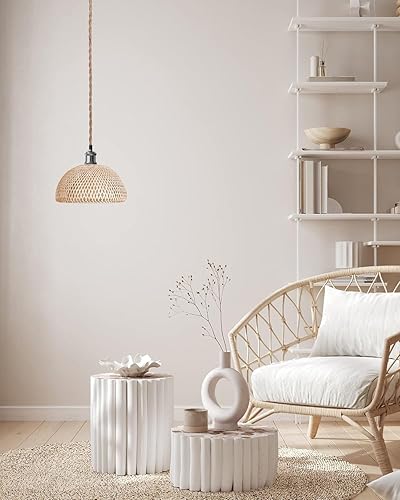 Miniatura 4 de JACKYLED Kit de luces colgantes UL Boho, lámpara de cuerda de cáñamo con cable de luz colgante ajustable y enchufe de luz E26 E27, lámpara de techo