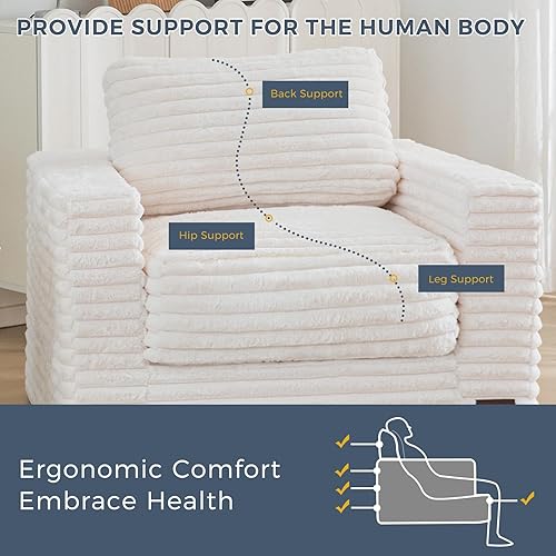 Miniatura 8 de MAXYOYO Puf gigante para adultos, sofá tapizado de suelo con almohadas y reposabrazos, puf grande de felpa, sofá para dormitorio, sala de estar,