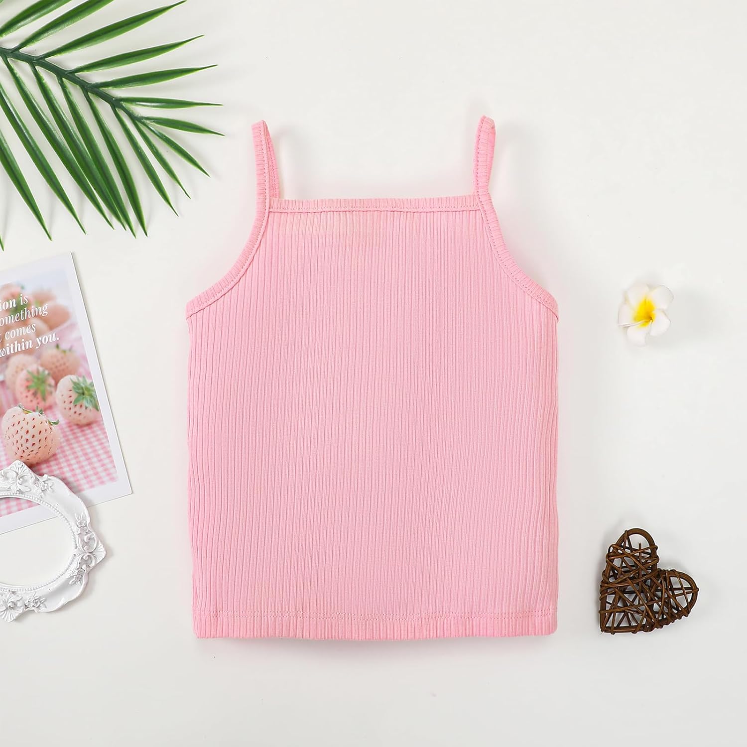 ROMPERINBOX Toddler Tank Tops Girls Spaghetti Strap Ribbed Knit 3 Pack Sleeveless Casual Basic Cami Top for 12M-4T - Image 4