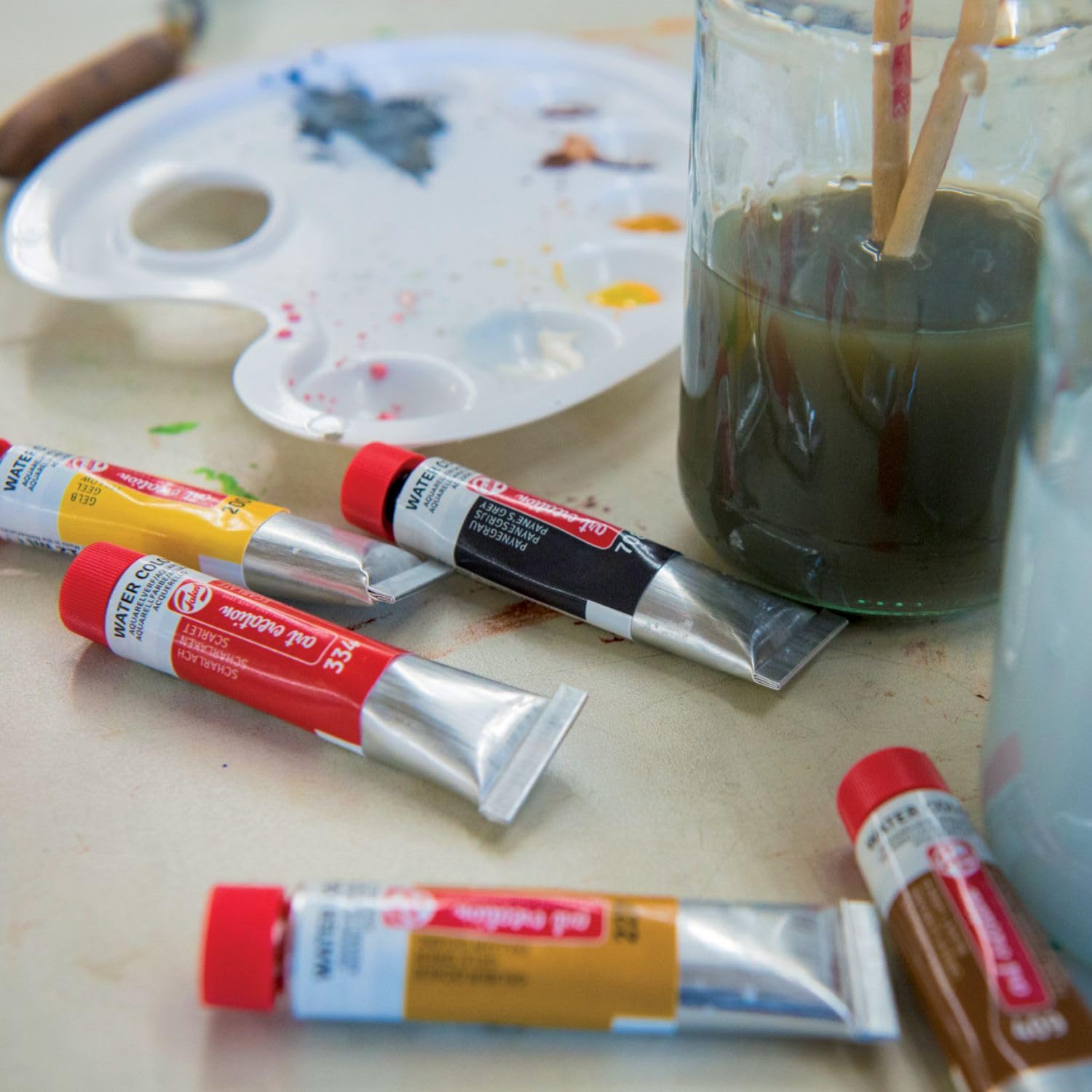 Aquarellfarben Set für Anfänger 8 x 12 ml mit 12 Aquarellbuntstiften