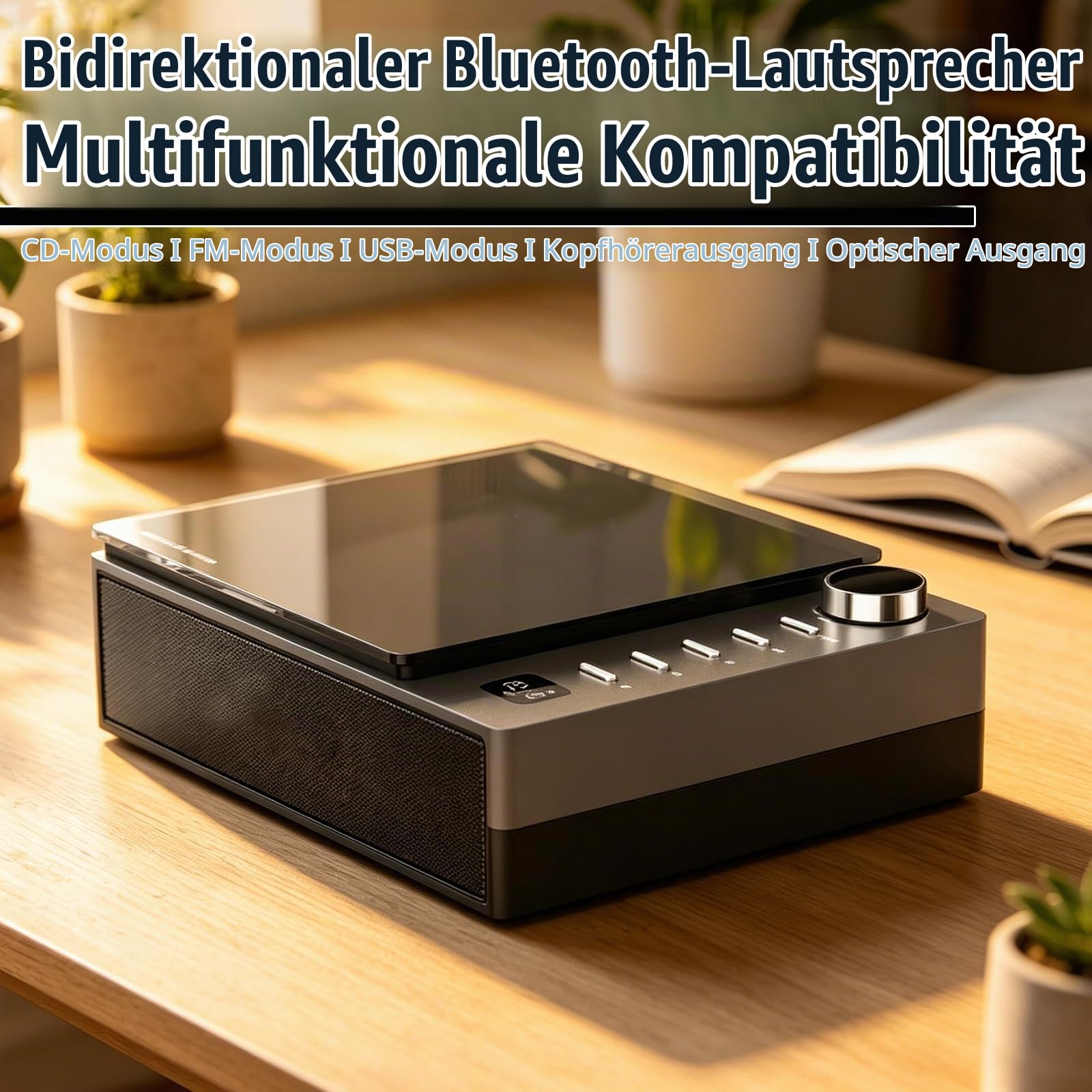 CD Player Tragbar mit Bluetooth 5.1, CD-Player mit Lautsprecher Fernbedienung Wiederaufladbar CD Spieler FM Radio MP3 Unterstützt USB/AUX Wiedergab Kopfhörerbuchs Staubschutz & Kopfhörer, Schwarz