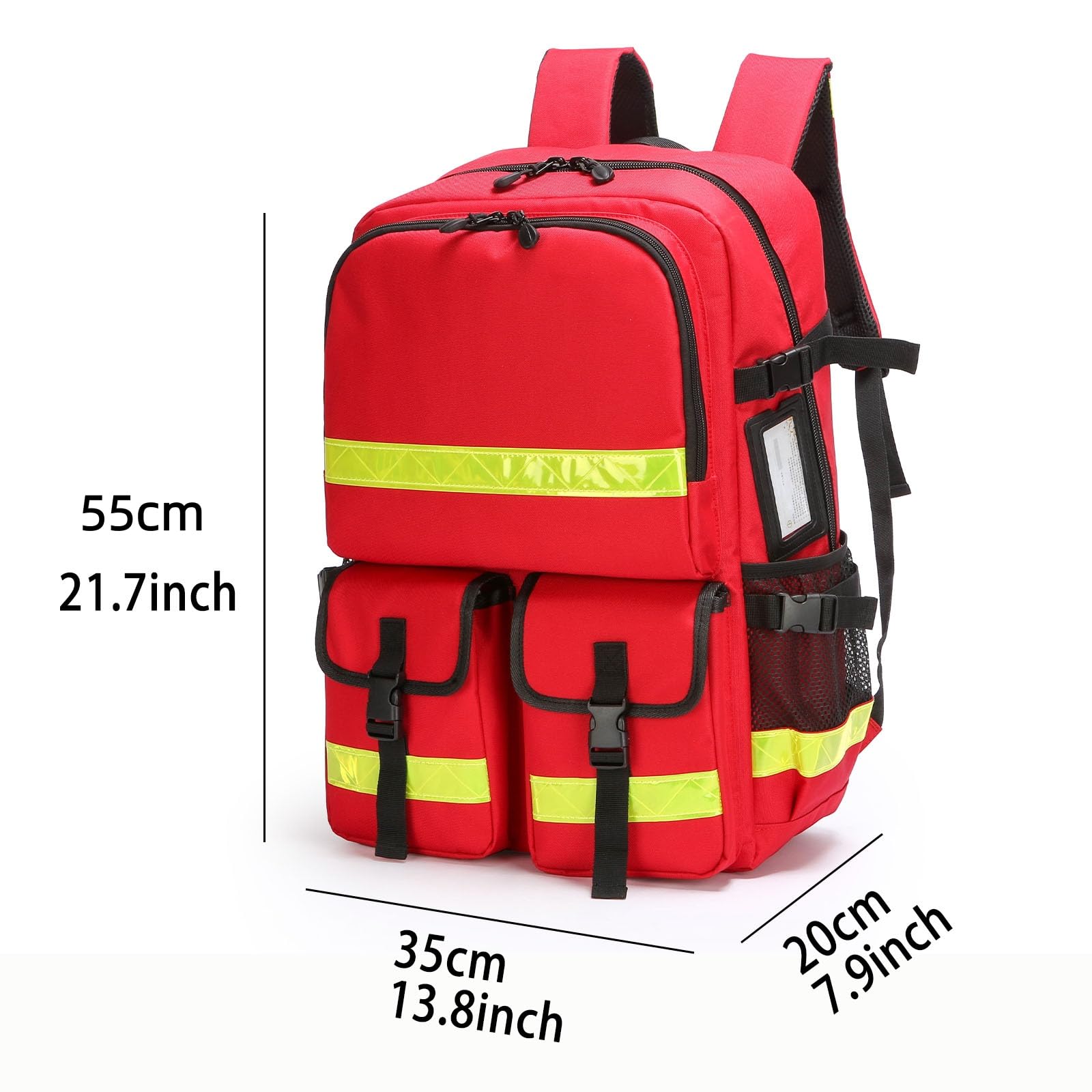 Trauma Notfall-Rucksack, leer, Erste-Hilfe-Rucksack, Feuerwehr-Rettungsrucksack mit reflektierendem Streifen und rutschfester Unterseite, für Zuhause und Arbeit, Feuerrettung, Camping, Wandern