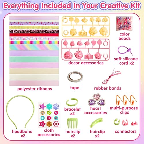 Miniatura 3 de Kit de diadema y joyería para hacer manualidades para niñas de 6 a 8 a 10 años, haz tus propios lazos para el cabello, artes y manualidades para