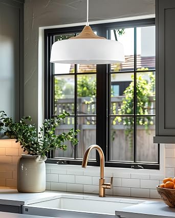 Kira Home Riley 16 Large Modern White Pendant Light for Kitchen Island