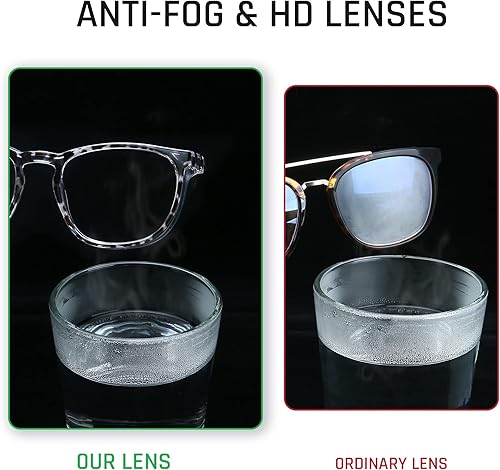 Miniatura 3 de Anteojos de seguridad anti niebla, cuadrados, transparentes, resistentes a los arañazos, con bloqueo de luz azul, para mujeres y hombres