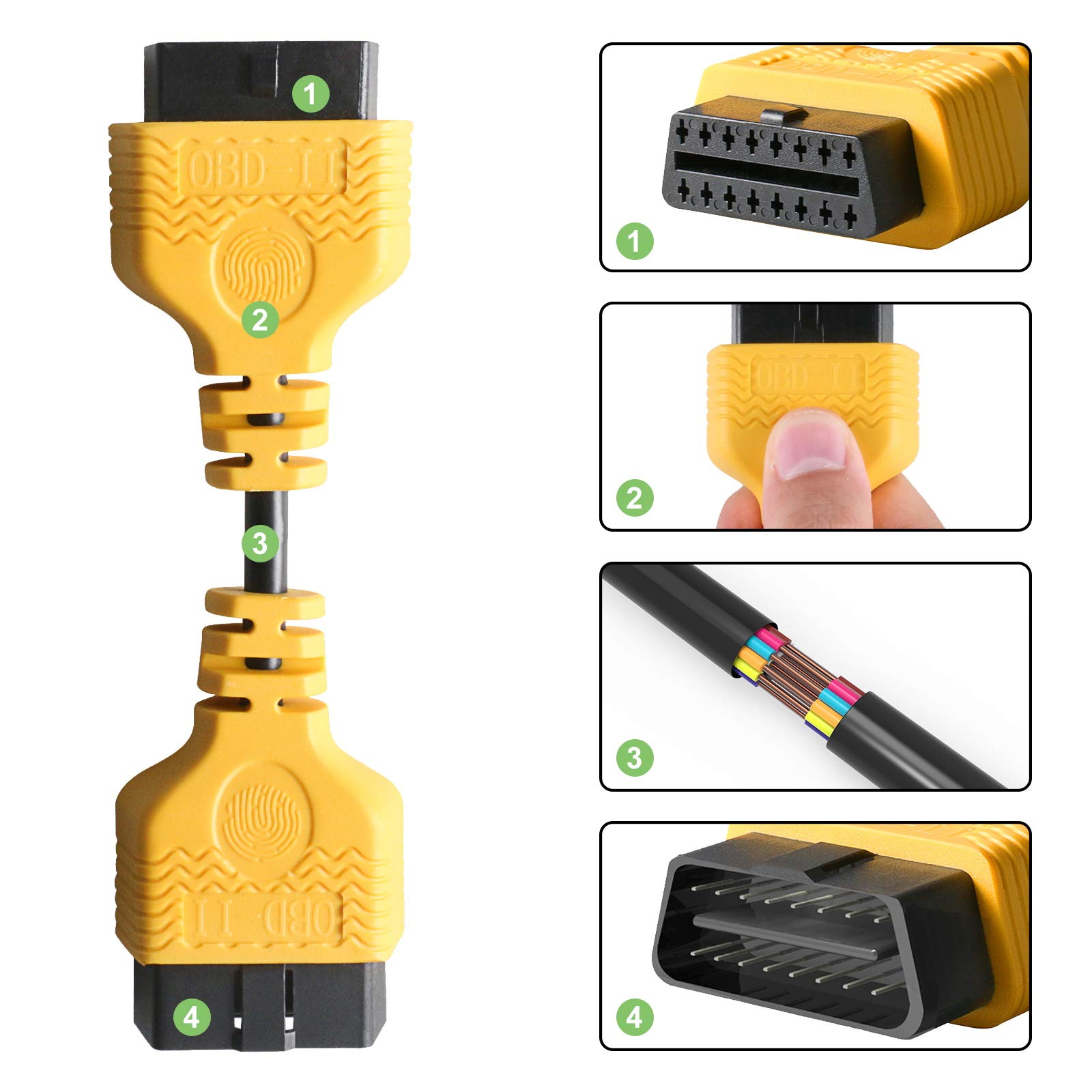 BELEY 14CM Adaptateur De Câble D'Extension De Diagnostic OBDII