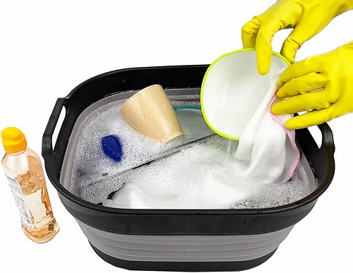 Miniatura 6 de SAMMART Sartén plegable de 10L (2.64 galones), lavabo plegable, tina portátil para lavar platos, bandeja de almacenamiento de cocina que ahorra