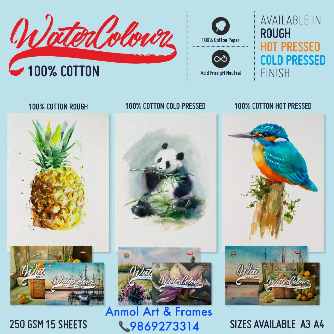 Anupam 100% Cotton Hot Pressed Watercolour Paper Pad Natural White Acid-Free 250 GSM Paper A4 for Artists & Amateurs (B08Y1M9T5N) Amazon Price History, Amazon Price Tracker