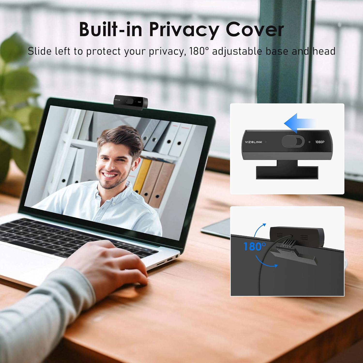 1080P Webcam with Built-in Microphone, W2N Web Cam, Privacy Cover, 75° FOV, Noise Cancellation, Plug & Play Web Camera for Computer, USB Webcam for Pc, Laptop, Desktop, Mac - Image 7
