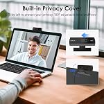 1080P Webcam with Built-in Microphone, 75° FOV Web Cam, Privacy Cover, Noise Cancellation, Plug & Play Web Camera for Computer, USB Webcam for Pc, Laptop, Desktop, Mac