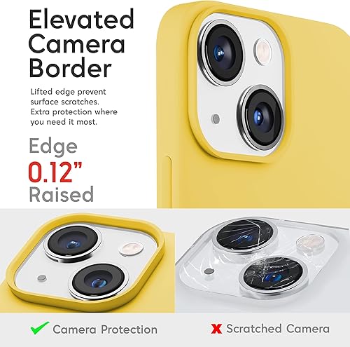 Miniatura 2 de IceSword Funda para iPhone 15 Plus amarilla (2023), funda de silicona líquida delgada y protectora, forro de microfibra suave antiarañazos,