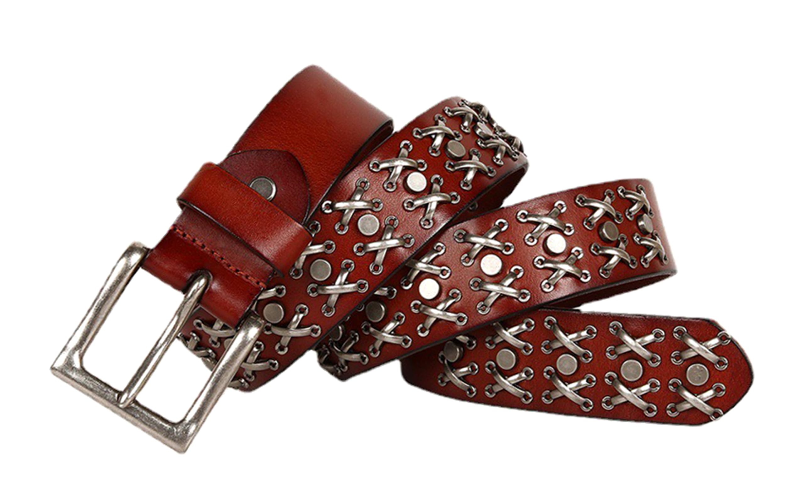 Ceinture Décontractée pour Femme Ceinture Vintage Cloutée Style Western Ceinture en Cuir Style Cowgirl/Cowboy Ceinture Punk Rock