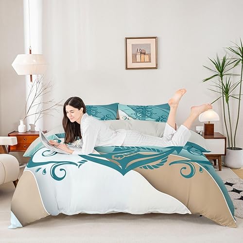 Miniatura 4 de Erosebridal Funda de edredón costera del océano, juegos de ropa de cama con ancla náutica, tamaño King, funda de edredón con brújula de gaviota,