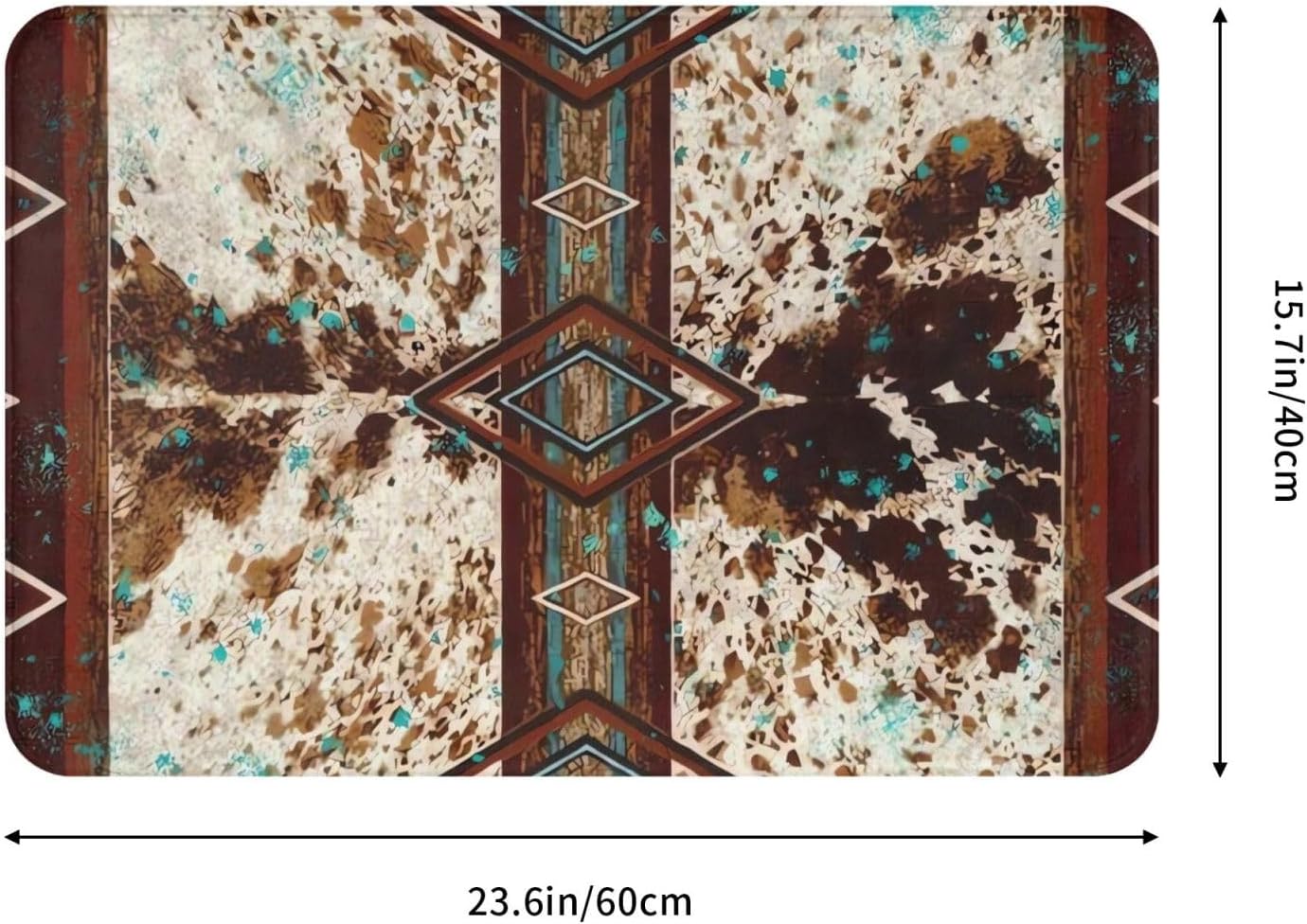 Bath Mat Cowhide Print Western Quick Dry Bathroom Rugs Non Slip Absorbent Shower Flannel Rug Floor Mat for Bathroom,Bathtub,Sink,Bedroom,16"X24"